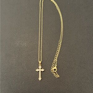 Elegant Stainless Steel Gold Necklace with Cross Pendant